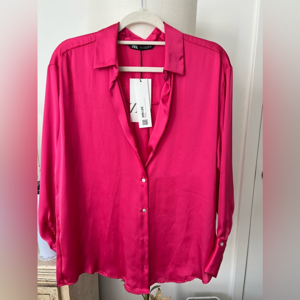 ZARA Satin button down NWT